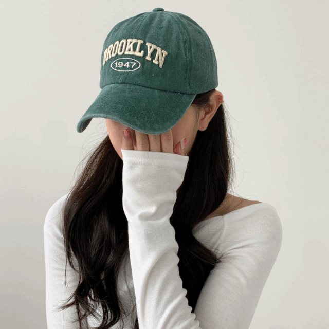 [무배] 워싱 브루클린 자수 빈티지 볼캡 모자 6color