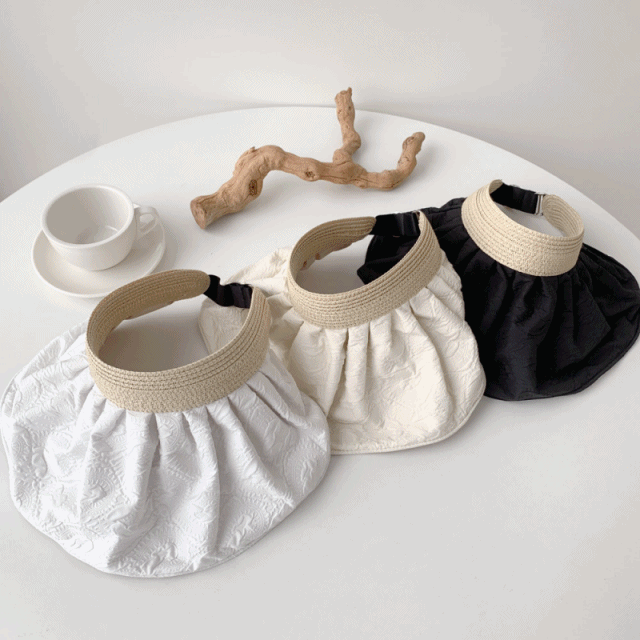 [무배] 퀄좋은 엠보 밀짚 라탄 썬캡 모자 3color