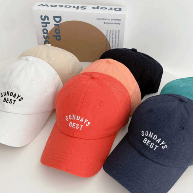 [무배] 베스트 선데이 레터링 자수 볼캡 모자 7color