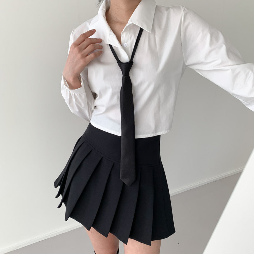 [2기장] 블랙 베이직 교복 ﻿프레피룩 스쿨룩 자동 넥타이