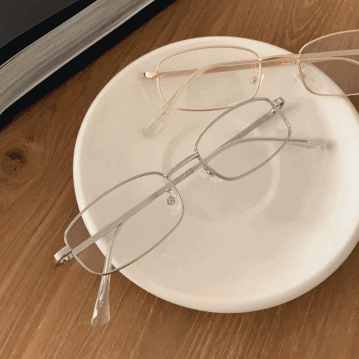 [유니크] 메탈즈 슬림 심플 남녀공용 직사각 뿔테 안경 2color