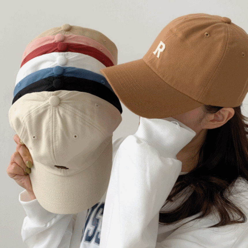 [무배/당일출고/1+1] 대문자R 자수 볼캡 야구모자 남녀공용 모자 8color