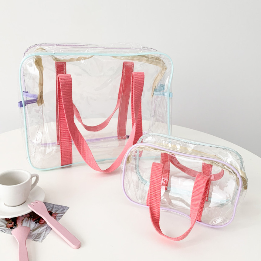 [무배] 핑크스트랩 캔디 PVC 여름 바캉스 투명백 가방 2size