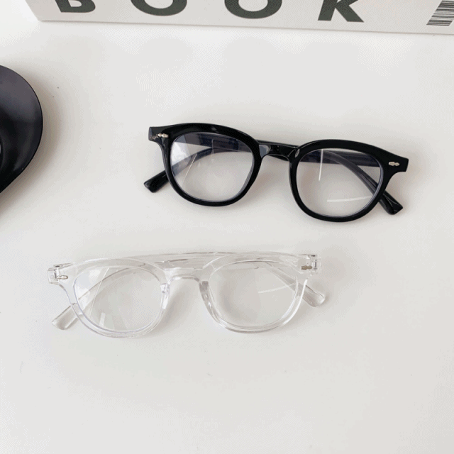 [무배] 포인티 심플 UV400 뿔테 안경 2color