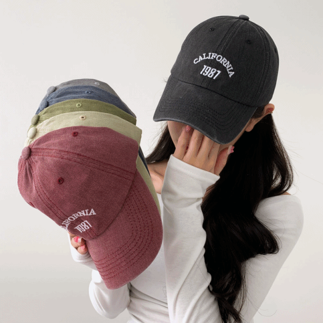 [무배] 캘리 빈티지 워싱 레터링 볼캡 모자 6color