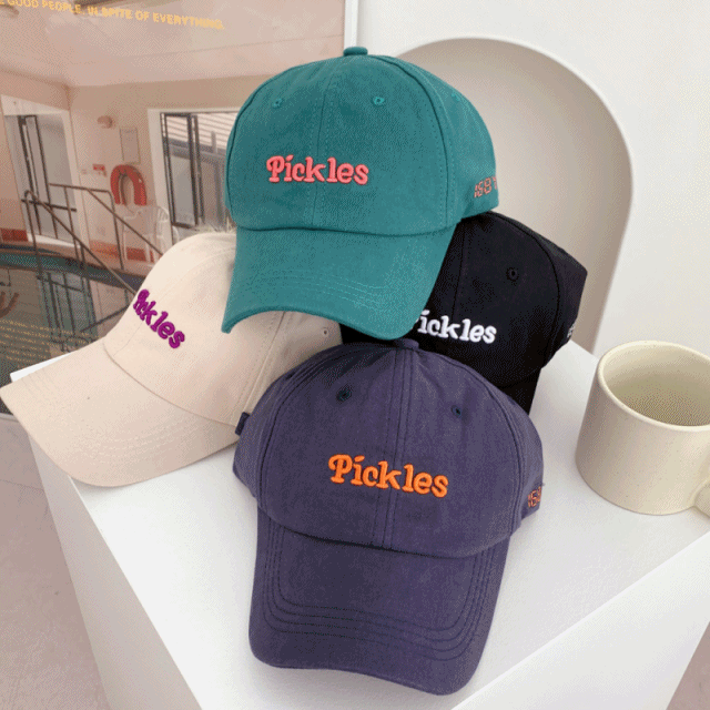 [무배] 피클 사이드 포인트 자수 볼캡 모자 5color
