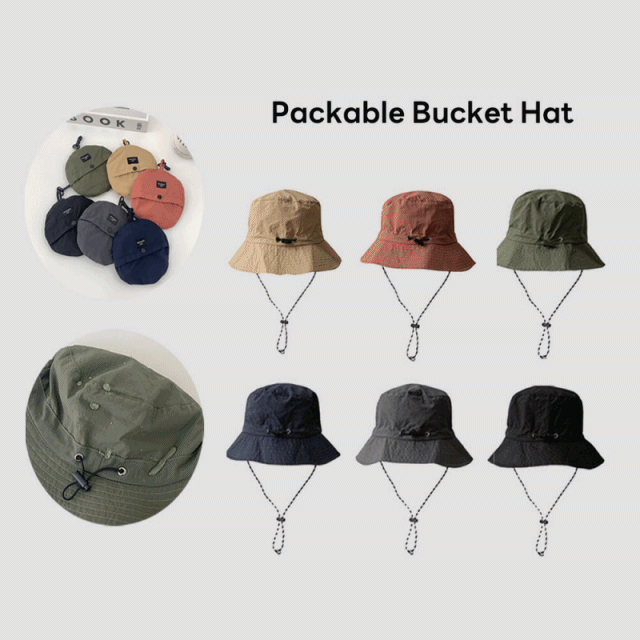 [접이식/방수] 패커블 아노락 포켓 버킷햇 등산 아웃도어 캠핑 벙거지 남녀공용 모자 6color