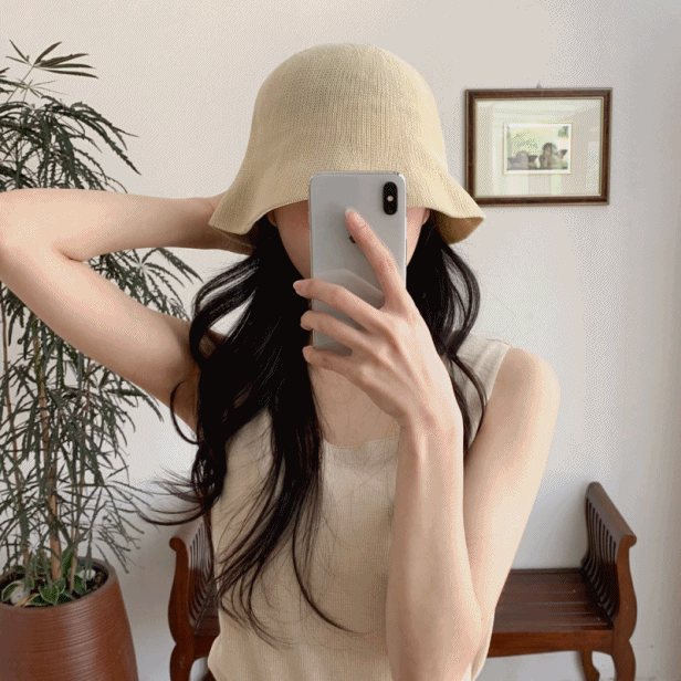 [고급스러움] 니팅 짜임 라탄 버킷햇 벙거지 바캉스 여름 모자 3color