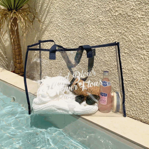 [비치백] 컬러 밴드 투명 PVC 방수 비치백 여름 바캉스 수영장 가방 4color