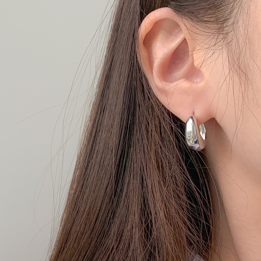 [원터치/베이직] 워터 튤립 물방울 메탈 원터치 여성 귀걸이 2color