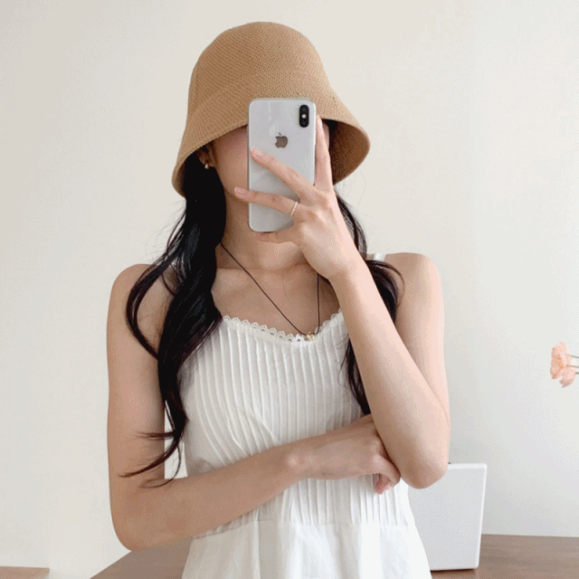[데일리템] 플레인 라탄 여름 햇빛차단 벙거지 모자 4color