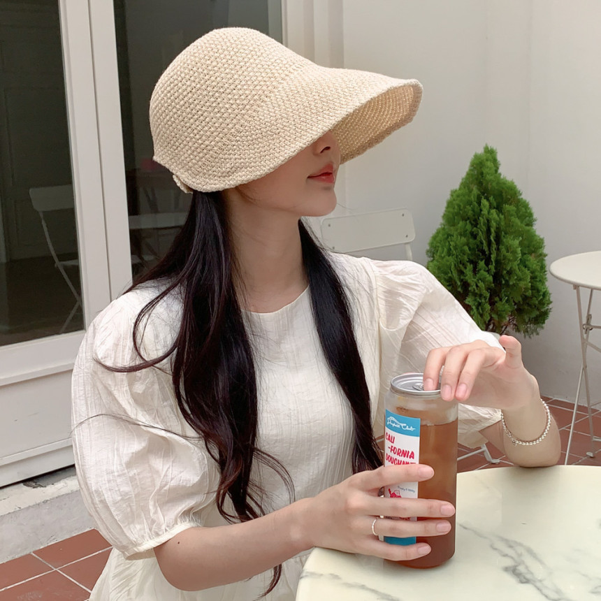 [햇빛차단/소두핏] 동글 벨크로 라탄 여름 챙 선캡 모자 3color