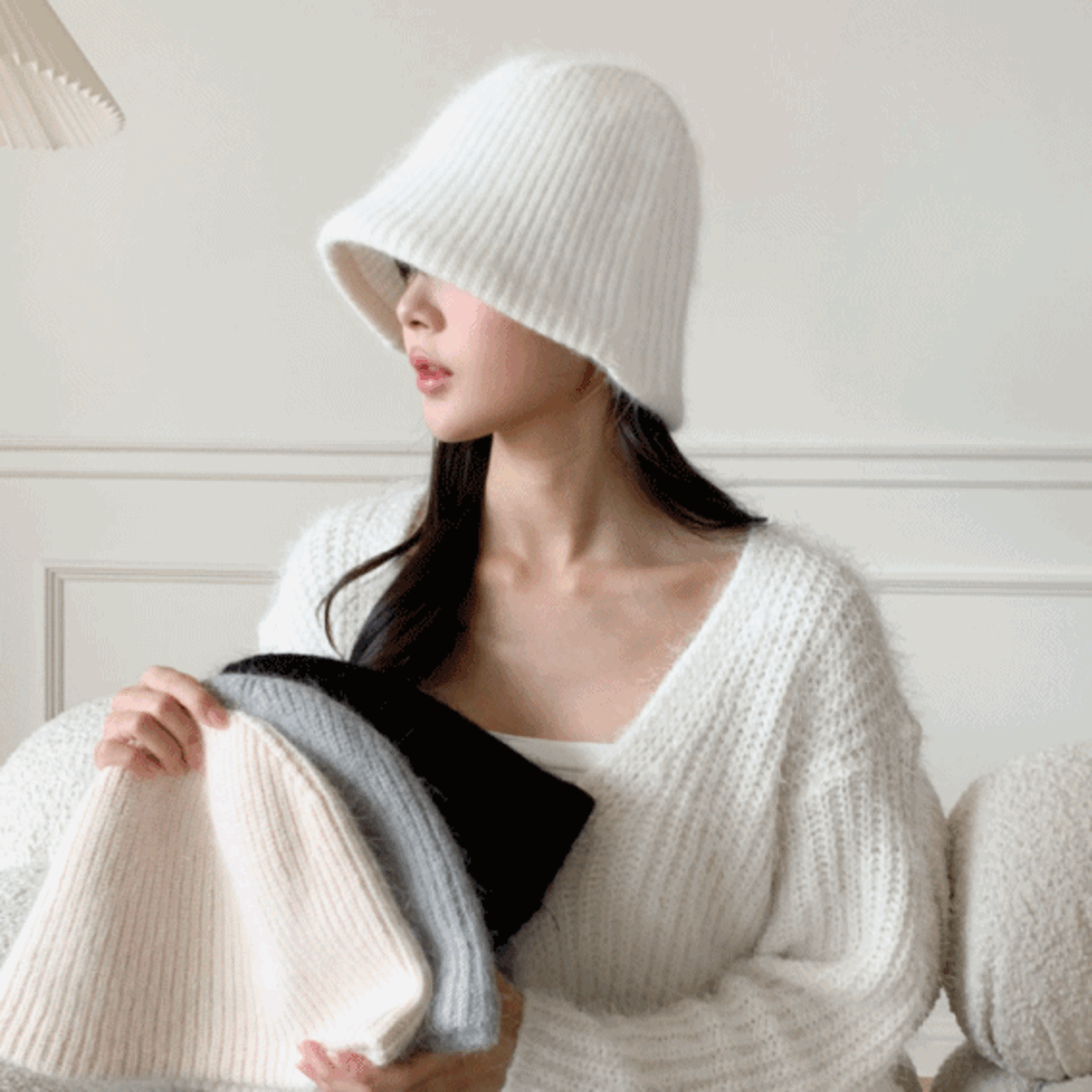 [앙고라] 베르 도톰 소프트 베이직 겨울 니트 벙거지 버킷햇 모자 4color
