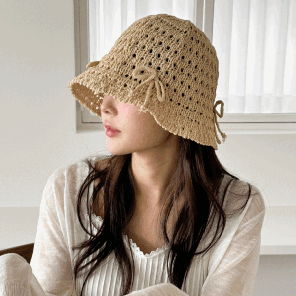 퍼리 리본 여름 벙거지 모자 3color