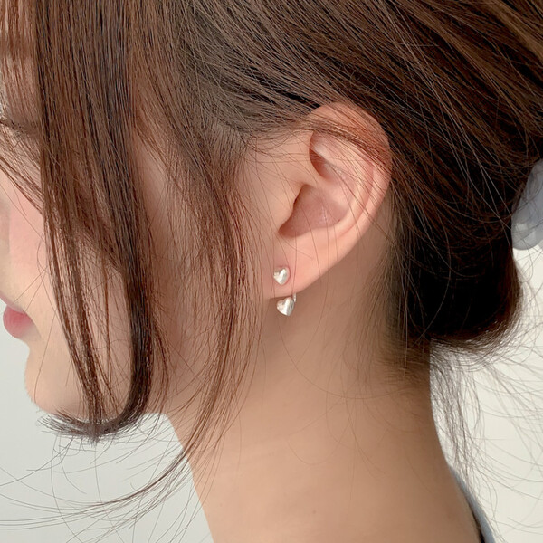 [925은침] 미니 레터 하트 투웨이 귀걸이